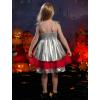 imageIDOPIP Baby Girls Halloween Tutu Dress Pumpkin Witch Princess Birthday Party Dresses Ruffle Tulle Bowknot Dress up CostumeRed  Silver