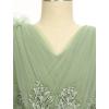 imageIDOPIP Flower Girl Sequin Butterfly Dress for Kids Wedding Pageant Party Long Gown Princess Birthday Handkerchief Tulle DressGreen