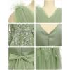 imageIDOPIP Flower Girl Sequin Butterfly Dress for Kids Wedding Pageant Party Long Gown Princess Birthday Handkerchief Tulle DressGreen