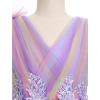 imageIDOPIP Flower Girl Sequin Butterfly Dress for Kids Wedding Pageant Party Long Gown Princess Birthday Handkerchief Tulle DressPurple