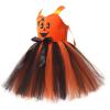 imageIDOPIP Halloween Pumpkin Costume for Kids Girls Princess Party Dress up Cosplay with Headband and Bags for Photo Shoot 212TOrange  Black