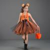 imageIDOPIP Halloween Pumpkin Costume for Kids Girls Princess Party Dress up Cosplay with Headband and Bags for Photo Shoot 212TOrange  Black