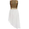 imageIDOPIP Praise Dance Overlay for Girls Metallic Sequin Praise Dance Dress Asymmetrical Worship Tunic Liturgical Dancewear 310Gold