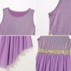 imageIDOPIP Praise Dance Overlay for Girls Metallic Sequin Praise Dance Dress Asymmetrical Worship Tunic Liturgical Dancewear 310Purple