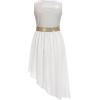 imageIDOPIP Praise Dance Overlay for Girls Metallic Sequin Praise Dance Dress Asymmetrical Worship Tunic Liturgical Dancewear 310White