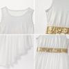 imageIDOPIP Praise Dance Overlay for Girls Metallic Sequin Praise Dance Dress Asymmetrical Worship Tunic Liturgical Dancewear 310White