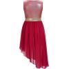 imageIDOPIP Praise Dance Overlay for Girls Metallic Sequin Praise Dance Dress Asymmetrical Worship Tunic Liturgical Dancewear 310Wine Red