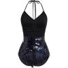 imageIDOPIP Women Sequin Fringe Bodysuit Sparkly Tassel Leotard Romper Womens Latin Dance Dress Sexy Festival Rave Party OutfitsBlack