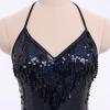 imageIDOPIP Women Sequin Fringe Bodysuit Sparkly Tassel Leotard Romper Womens Latin Dance Dress Sexy Festival Rave Party OutfitsBlack