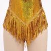 imageIDOPIP Women Sequin Fringe Bodysuit Sparkly Tassel Leotard Romper Womens Latin Dance Dress Sexy Festival Rave Party OutfitsGold