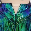 imageIDOPIP Women Sequin Fringe Bodysuit Sparkly Tassel Leotard Romper Womens Latin Dance Dress Sexy Festival Rave Party OutfitsGreen  Blue