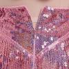 imageIDOPIP Women Sequin Fringe Bodysuit Sparkly Tassel Leotard Romper Womens Latin Dance Dress Sexy Festival Rave Party OutfitsPink