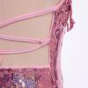 imageIDOPIP Women Sequin Fringe Bodysuit Sparkly Tassel Leotard Romper Womens Latin Dance Dress Sexy Festival Rave Party OutfitsPink