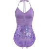 imageIDOPIP Women Sequin Fringe Bodysuit Sparkly Tassel Leotard Romper Womens Latin Dance Dress Sexy Festival Rave Party OutfitsPurple