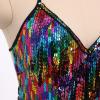 imageIDOPIP Women Sequin Fringe Bodysuit Sparkly Tassel Leotard Romper Womens Latin Dance Dress Sexy Festival Rave Party OutfitsRainbow