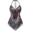 imageIDOPIP Women Sequin Fringe Bodysuit Sparkly Tassel Leotard Romper Womens Latin Dance Dress Sexy Festival Rave Party OutfitsRainbow