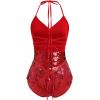 imageIDOPIP Women Sequin Fringe Bodysuit Sparkly Tassel Leotard Romper Womens Latin Dance Dress Sexy Festival Rave Party OutfitsRed