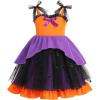 imageIDOPIP Baby Girls Halloween Tutu Dress Pumpkin Witch Princess Birthday Party Dresses Ruffle Tulle Bowknot Dress up CostumeOrange