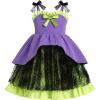 imageIDOPIP Baby Girls Halloween Tutu Dress Pumpkin Witch Princess Birthday Party Dresses Ruffle Tulle Bowknot Dress up CostumePurple