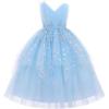 imageIDOPIP Flower Girl Sequin Butterfly Dress for Kids Wedding Pageant Party Long Gown Princess Birthday Handkerchief Tulle DressBlue