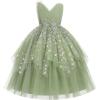 imageIDOPIP Flower Girl Sequin Butterfly Dress for Kids Wedding Pageant Party Long Gown Princess Birthday Handkerchief Tulle DressGreen