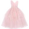 imageIDOPIP Flower Girl Sequin Butterfly Dress for Kids Wedding Pageant Party Long Gown Princess Birthday Handkerchief Tulle DressPink