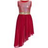 imageIDOPIP Praise Dance Overlay for Girls Metallic Sequin Praise Dance Dress Asymmetrical Worship Tunic Liturgical Dancewear 310Wine Red