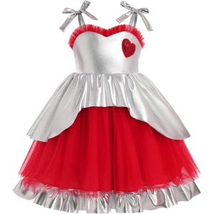 imageIDOPIP Baby Girls Halloween Tutu Dress Pumpkin Witch Princess Birthday Party Dresses Ruffle Tulle Bowknot Dress up CostumeRed  Silver