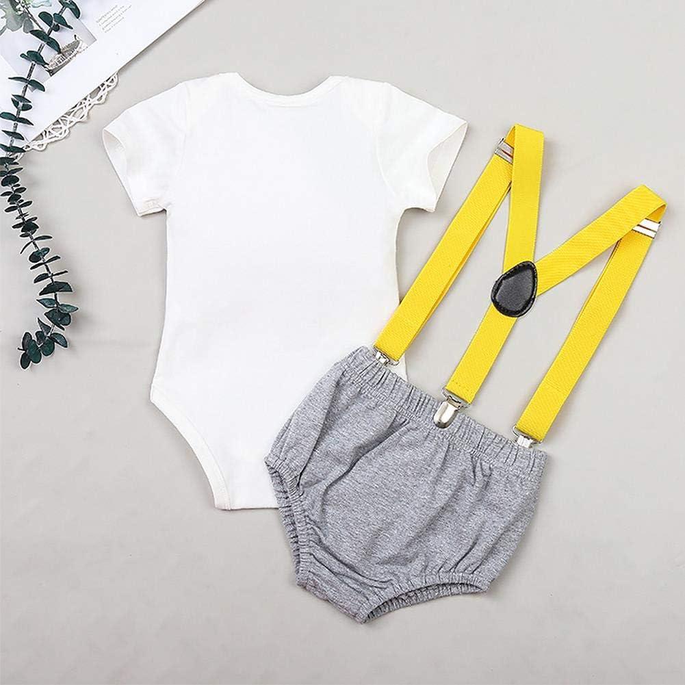 imageIDOPIP Baby Boys 1st Birthday Cake Smash Outfit Bowtie Romper Suspenders Shorts Pants Formal Suit Clothes for Photo ShootGray Excavator