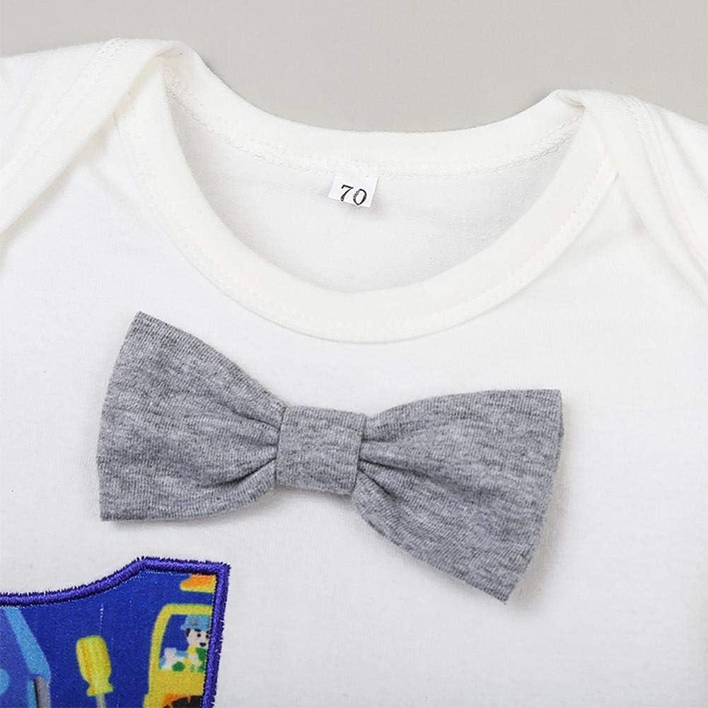 imageIDOPIP Baby Boys 1st Birthday Cake Smash Outfit Bowtie Romper Suspenders Shorts Pants Formal Suit Clothes for Photo ShootGray Excavator