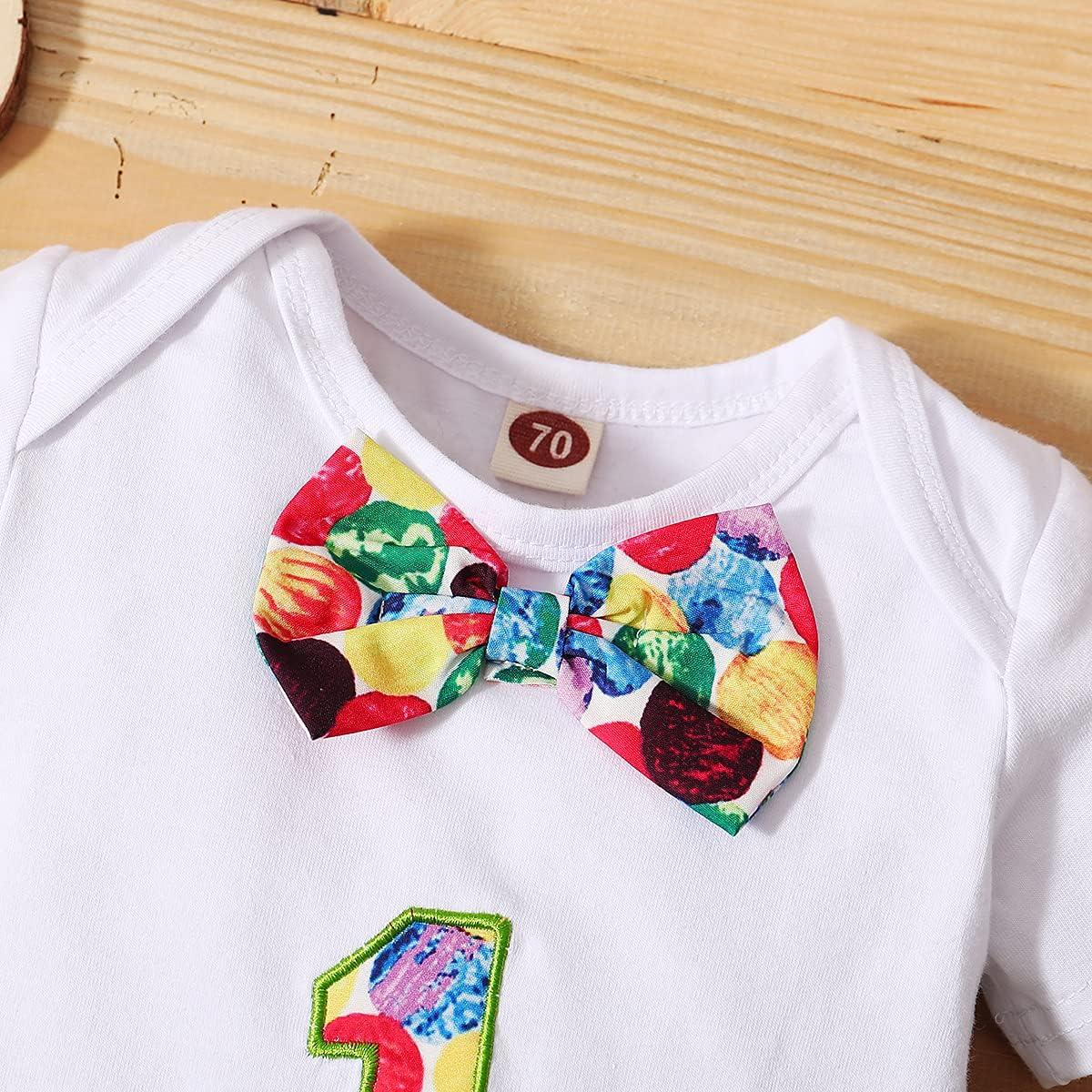 imageIDOPIP Baby Boys 1st Birthday Cake Smash Outfit Bowtie Romper Suspenders Shorts Pants Formal Suit Clothes for Photo ShootGreen Printed