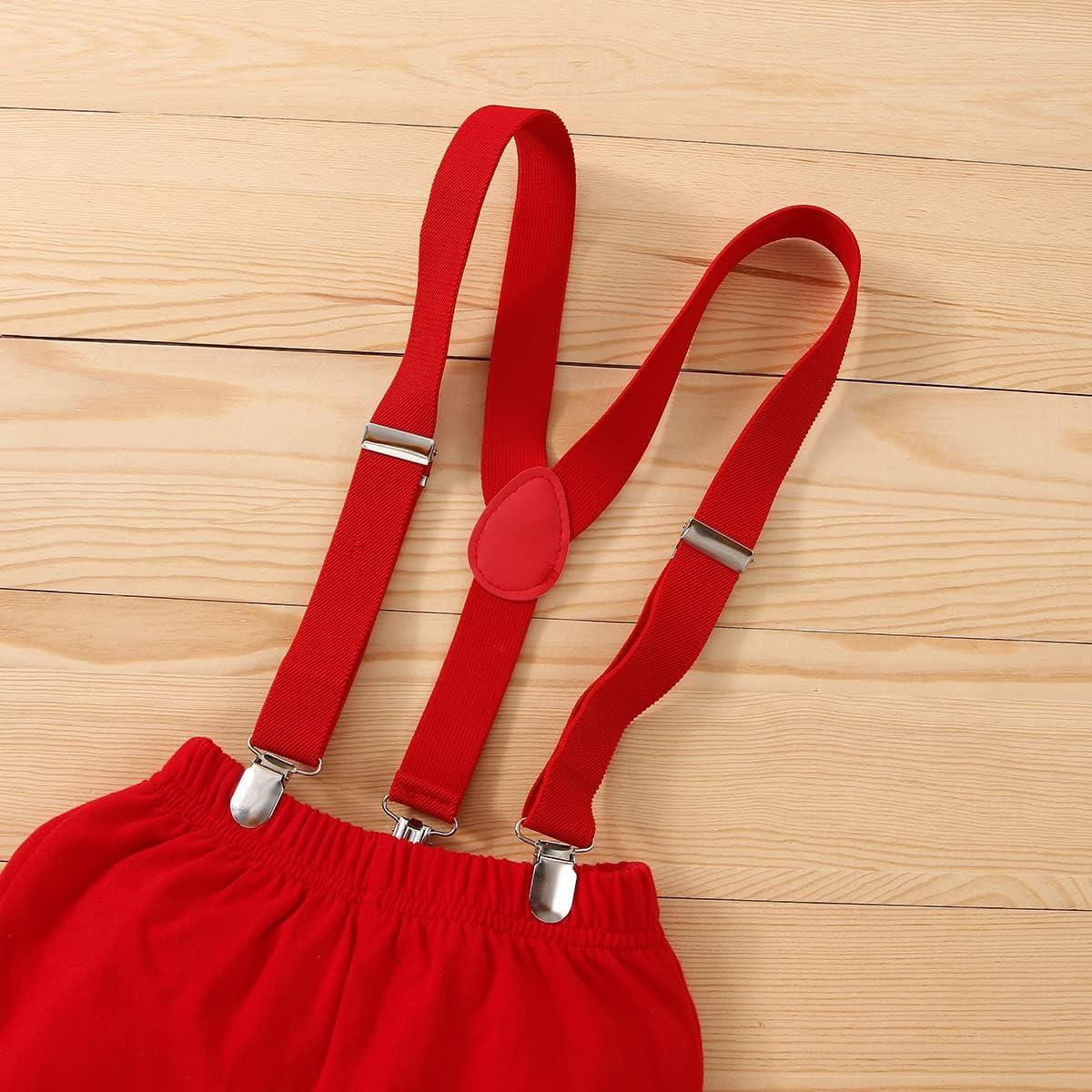 imageIDOPIP Baby Boys 1st Birthday Cake Smash Outfit Bowtie Romper Suspenders Shorts Pants Formal Suit Clothes for Photo ShootRed Balloon