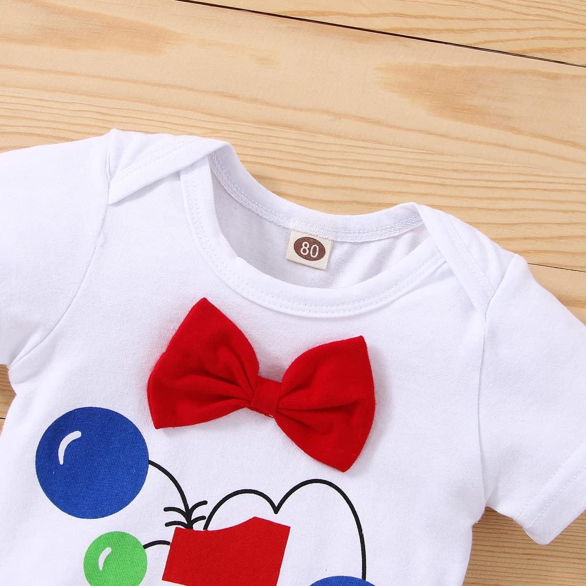 imageIDOPIP Baby Boys 1st Birthday Cake Smash Outfit Bowtie Romper Suspenders Shorts Pants Formal Suit Clothes for Photo ShootRed Balloon