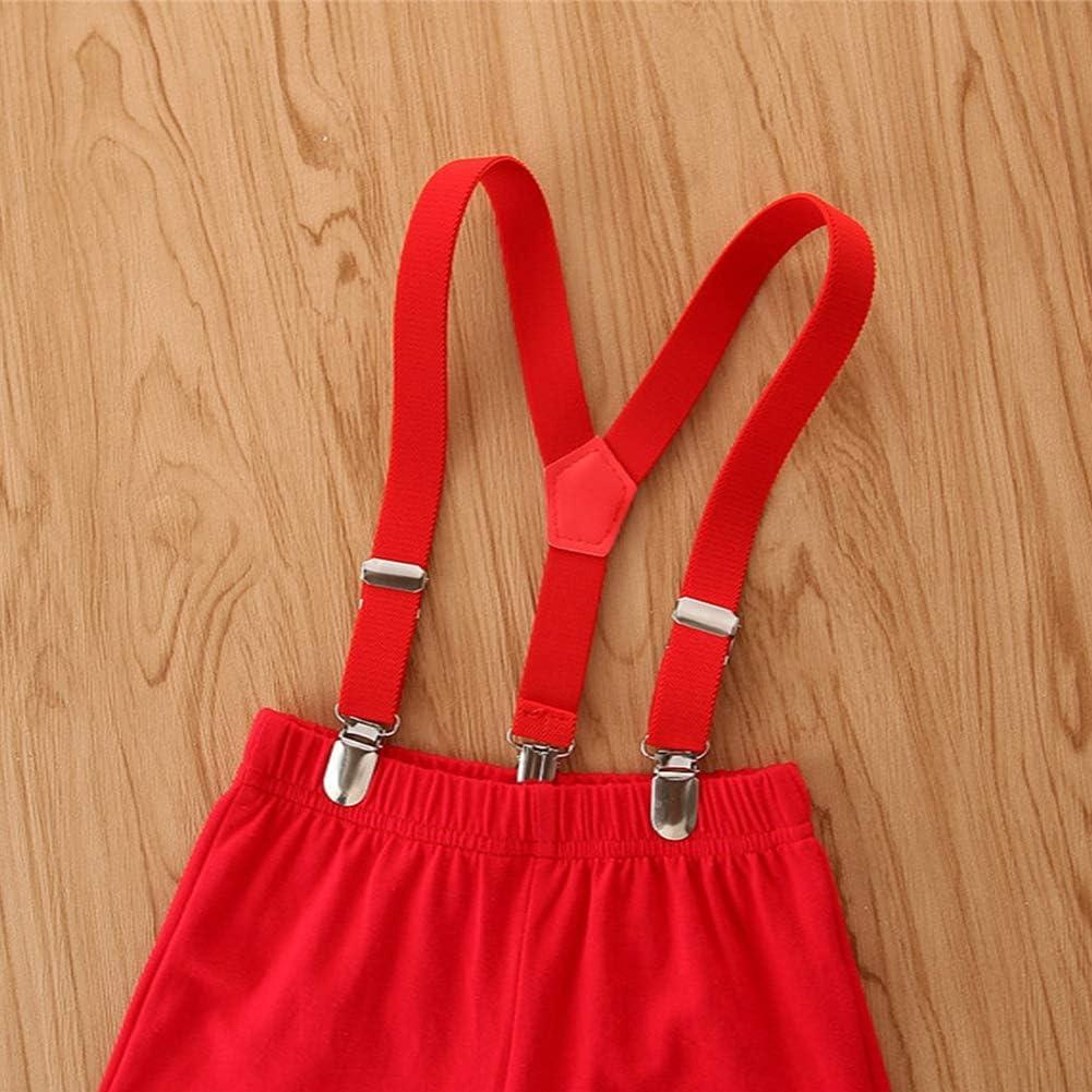 imageIDOPIP Baby Boys Halloween Christmas Costume Gentleman Bowtie Romper Suspenders Shorts Ears Headband Birthday Outfit SetRed  Yellow  4pcs