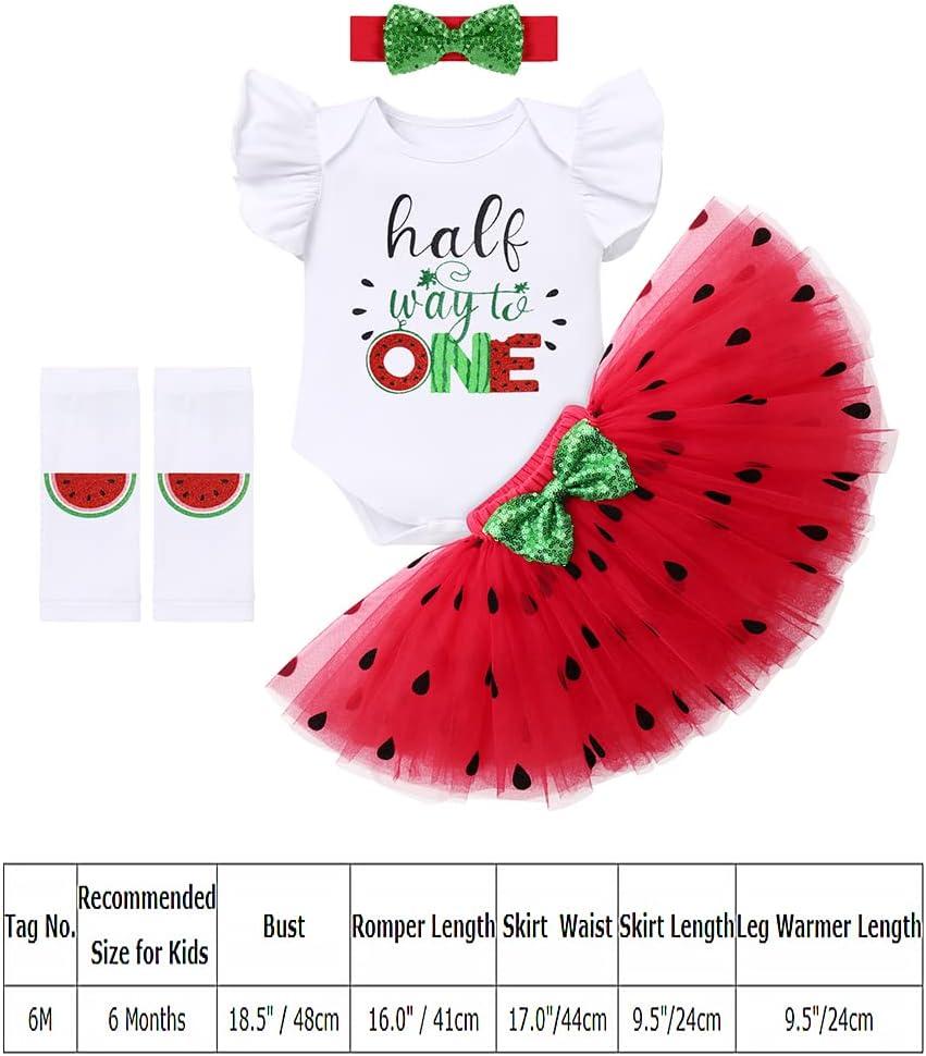imageIDOPIP Watermelon 1st 2nd 3rd Birthday Outfit for Baby Girl Romper Tutu Skirt Headband Sock Clothes for Smash Cake Photo PropRed  Half Way to One