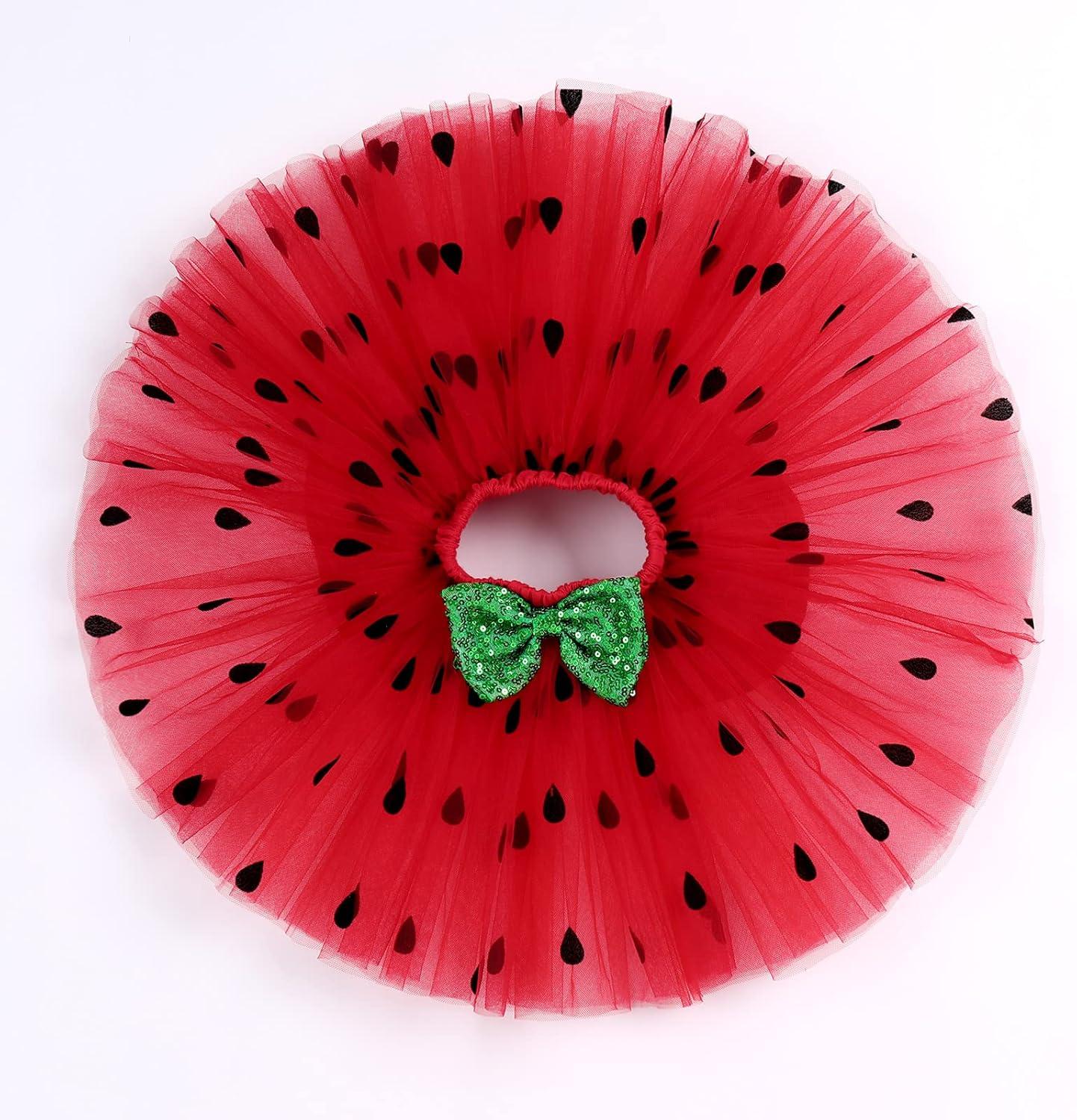 imageIDOPIP Watermelon 1st 2nd 3rd Birthday Outfit for Baby Girl Romper Tutu Skirt Headband Sock Clothes for Smash Cake Photo PropRed Three