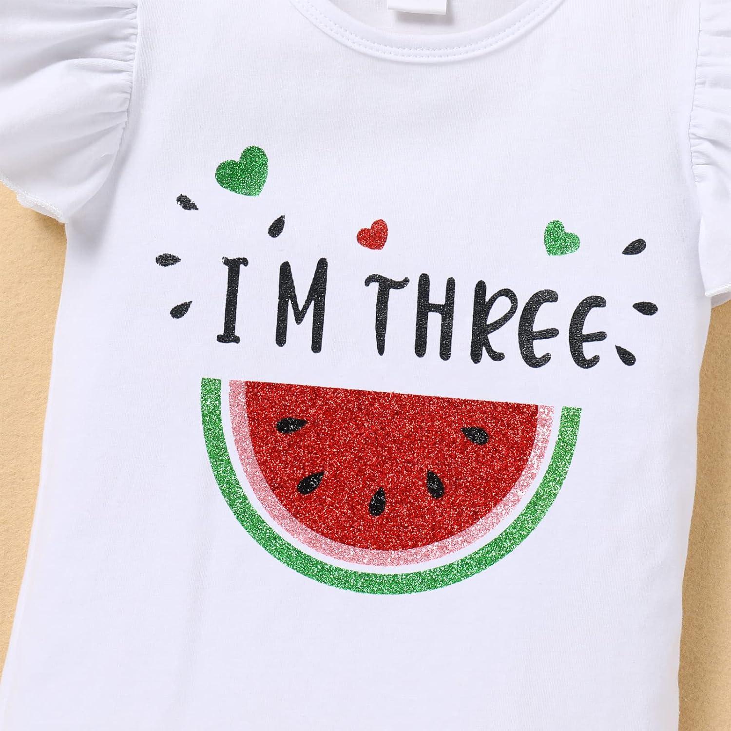 imageIDOPIP Watermelon 1st 2nd 3rd Birthday Outfit for Baby Girl Romper Tutu Skirt Headband Sock Clothes for Smash Cake Photo PropRed Three