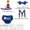 imageBaby Boys First 1st Birthday Cake Smash Outfit One Bloomers Diaper Cover PP Pants Yback Suspenders Bow Tie Hat 4PCS Clothes Set Party Costume Photo Props Royal Blue  One 1218 Months