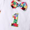 imageIDOPIP Baby Boys 1st Birthday Cake Smash Outfit Bowtie Romper Suspenders Shorts Pants Formal Suit Clothes for Photo ShootGreen Printed
