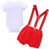 imageIDOPIP Baby Boys 1st Birthday Cake Smash Outfit Bowtie Romper Suspenders Shorts Pants Formal Suit Clothes for Photo ShootRed  Colorful Dot
