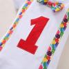 imageIDOPIP Baby Boys 1st Birthday Cake Smash Outfit Bowtie Romper Suspenders Shorts Pants Formal Suit Clothes for Photo ShootRed  Colorful Dot