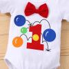 imageIDOPIP Baby Boys 1st Birthday Cake Smash Outfit Bowtie Romper Suspenders Shorts Pants Formal Suit Clothes for Photo ShootRed Balloon
