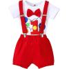 imageIDOPIP Baby Boys 1st Birthday Cake Smash Outfit Bowtie Romper Suspenders Shorts Pants Formal Suit Clothes for Photo ShootRed Balloon