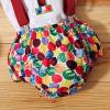 imageIDOPIP Baby Boys 1st Birthday Cake Smash Outfit Bowtie Romper Suspenders Shorts Pants Formal Suit Clothes for Photo ShootRed Printed
