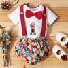 imageIDOPIP Baby Boys 1st Birthday Cake Smash Outfit Bowtie Romper Suspenders Shorts Pants Formal Suit Clothes for Photo ShootRed Printed