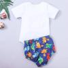 imageIDOPIP Baby Boys 1st Birthday Cake Smash Outfit Bowtie Romper Suspenders Shorts Pants Formal Suit Clothes for Photo ShootY White Dinosaur 2pcs