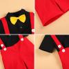 imageIDOPIP Baby Boys Halloween Christmas Costume Gentleman Bowtie Romper Suspenders Shorts Ears Headband Birthday Outfit SetRed  4pcs