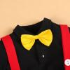 imageIDOPIP Baby Boys Halloween Christmas Costume Gentleman Bowtie Romper Suspenders Shorts Ears Headband Birthday Outfit SetRed  4pcs