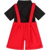 imageIDOPIP Baby Boys Halloween Christmas Costume Gentleman Bowtie Romper Suspenders Shorts Ears Headband Birthday Outfit SetRed  4pcs