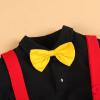 imageIDOPIP Baby Boys Halloween Christmas Costume Gentleman Bowtie Romper Suspenders Shorts Ears Headband Birthday Outfit SetRed  White Dot  4pcs